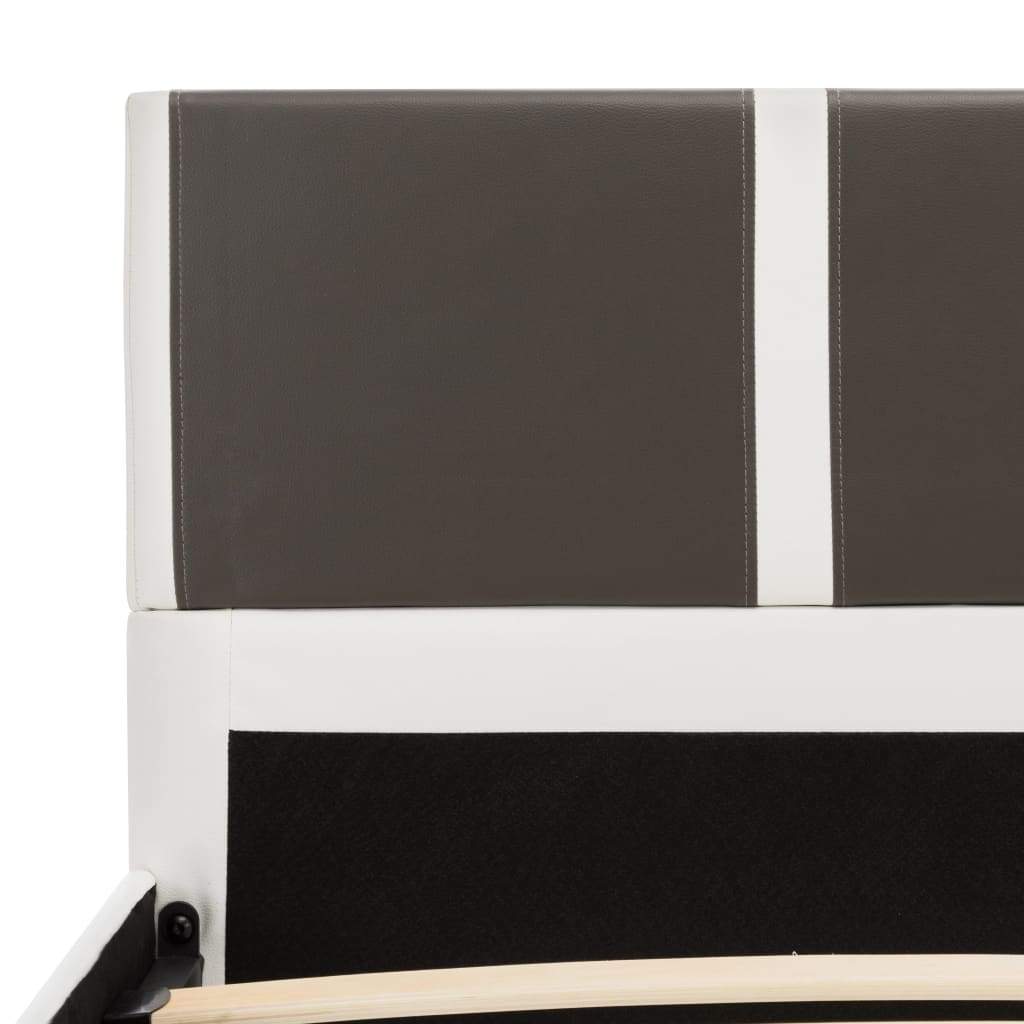 Bed Frame Grey and White Faux Leather 137x187 cm Double