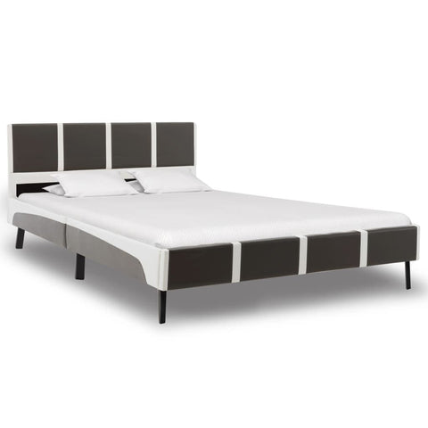 Bed Frame Grey and White Faux Leather 137x187 cm Double