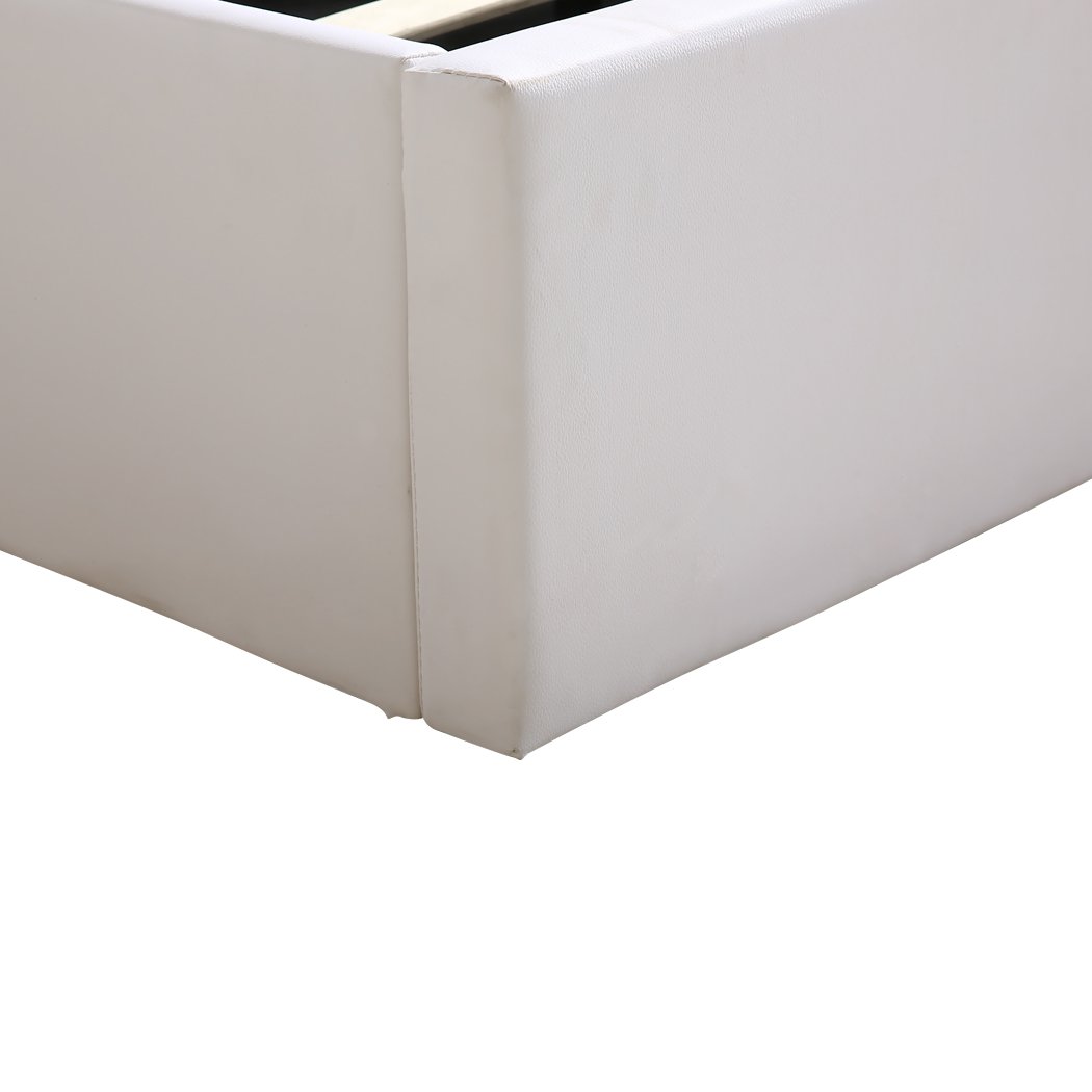 bedroom Bed Frame Premium Leather Base Mattress Storage Queen Size White