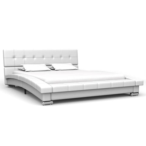 Bed Frame White Leather 106x203 cm  King Single