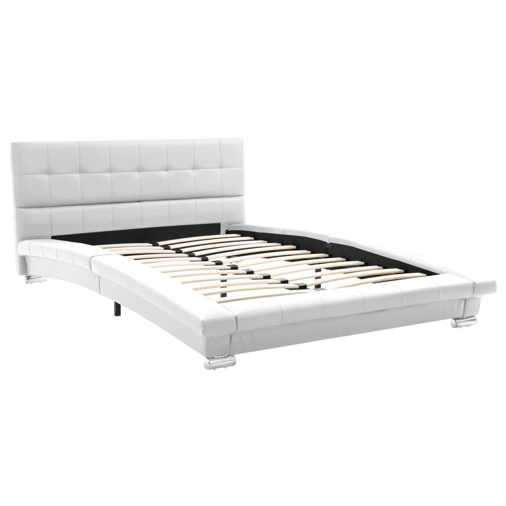 Bed Frame White Leather 106x203 cm  King Single