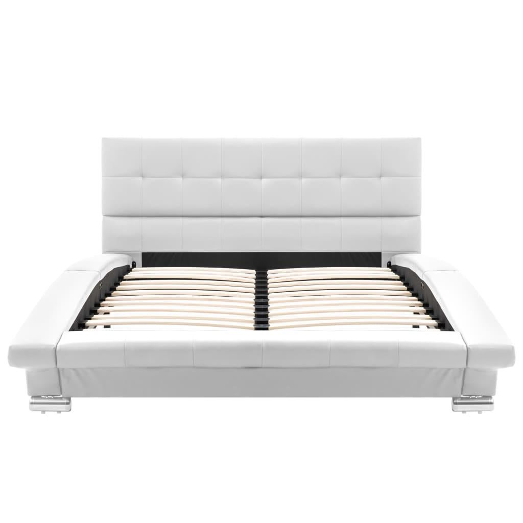 Bed Frame White Leather 106x203 cm  King Single