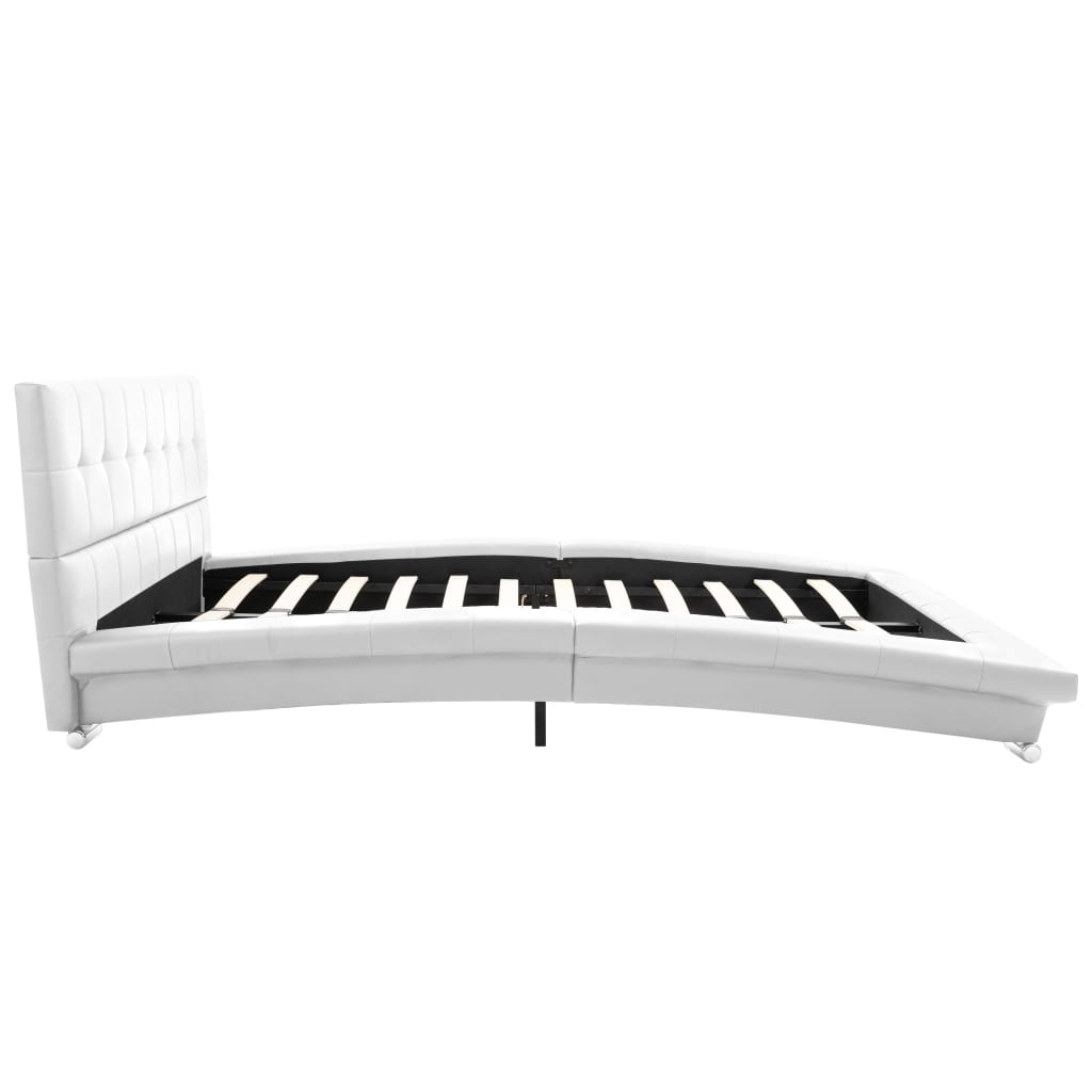 Bed Frame White Leather 106x203 cm  King Single