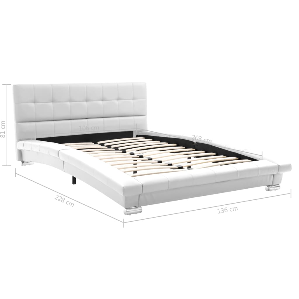 Bed Frame White Leather 106x203 cm  King Single
