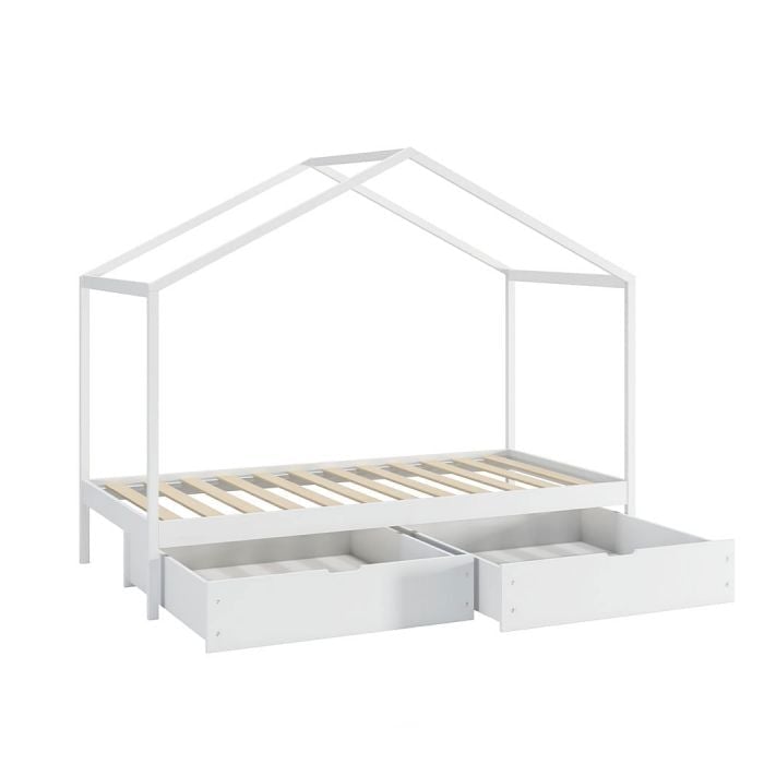 Bed Frame Wooden Single Timber House Mattress Base Storage Drawers