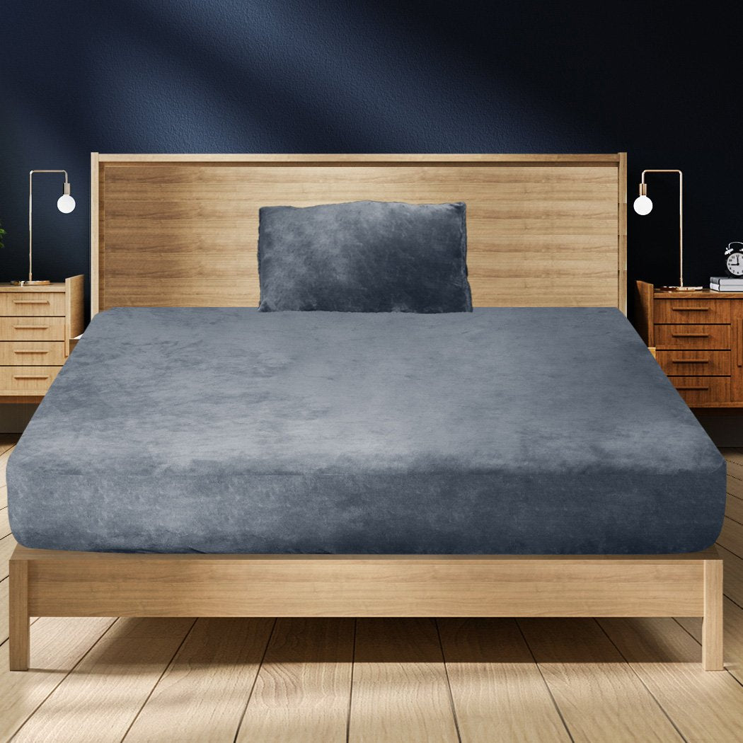 Bedding Set Bedding Set Ultrasoft Fitted Bed Sheet Dark Grey King Single