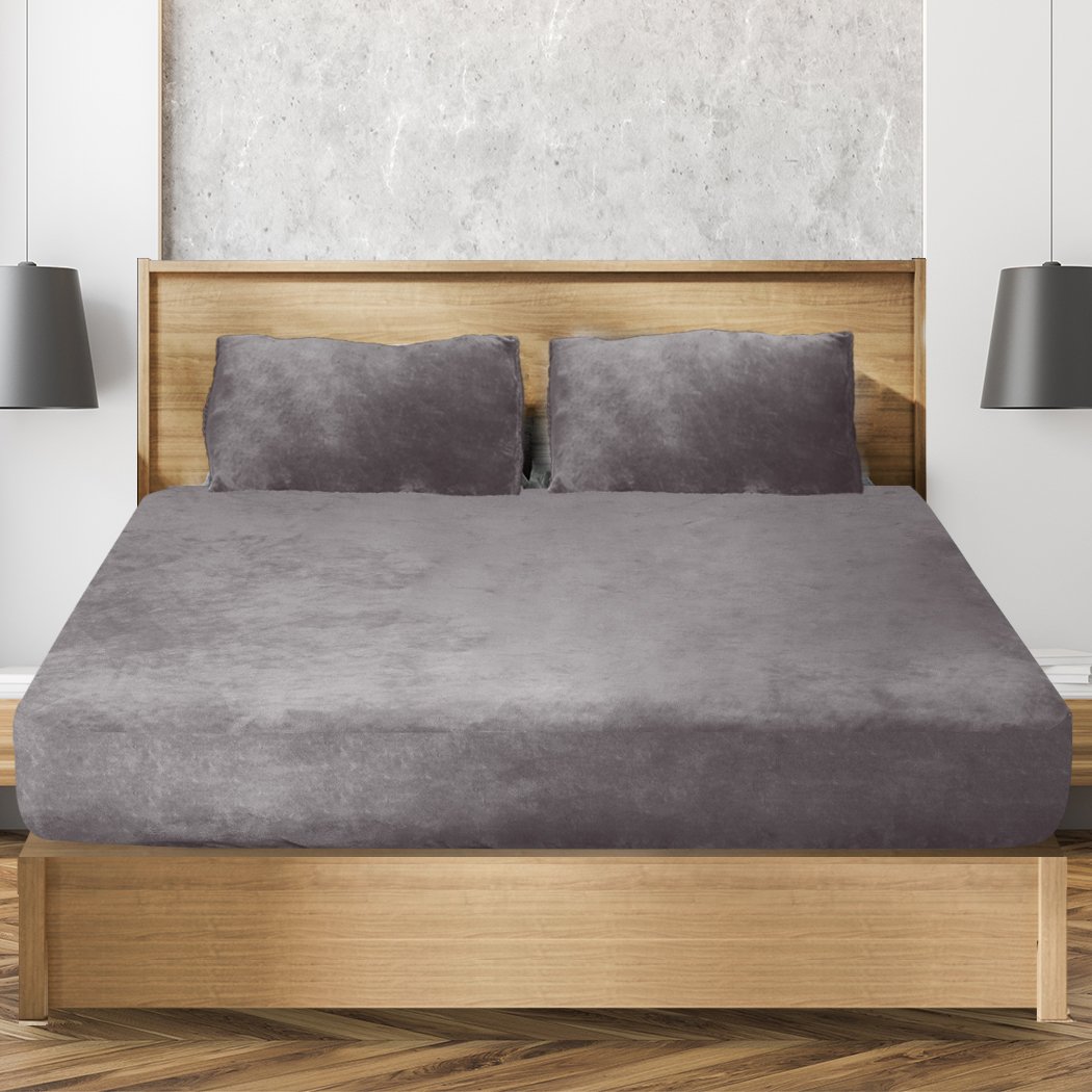 Bedding Set Bedding Set Ultrasoft Fitted Bed Sheet Silver Grey King