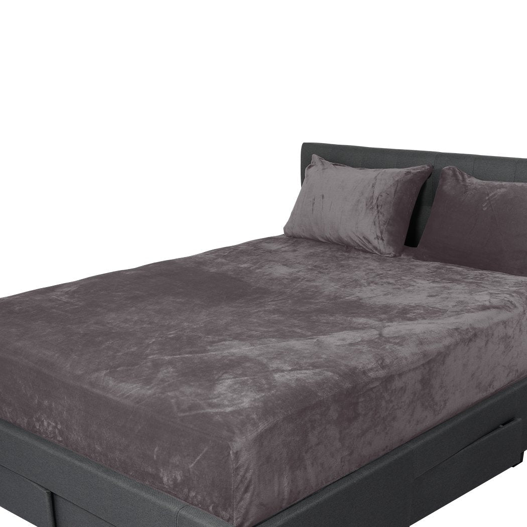 Bedding Set Bedding Set Ultrasoft Fitted Bed Sheet Silver Grey King