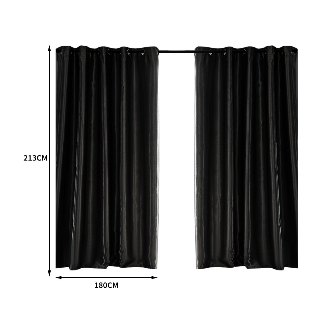 living room Bedroom Blockout Curtains Black 180CM x 213CM