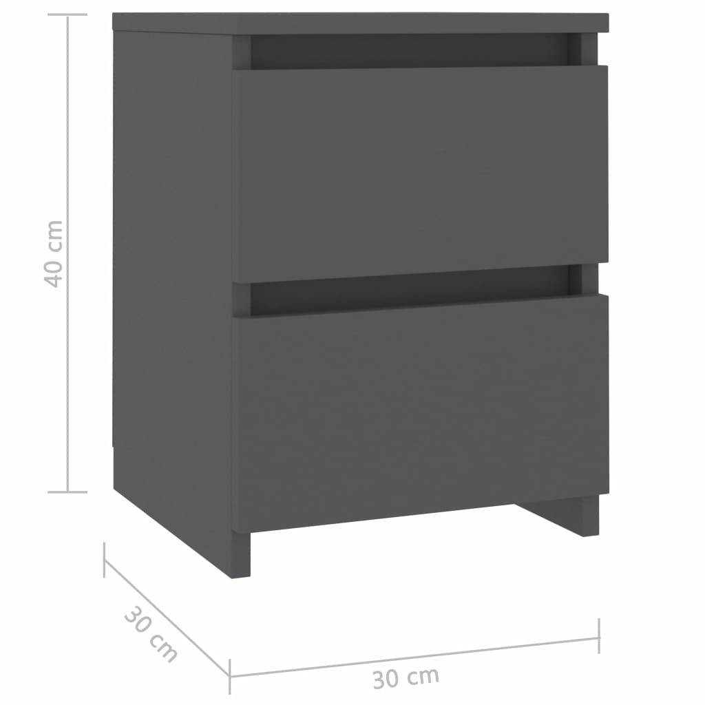Bedside Cabinet Grey 30x30x40 cm Chipboard