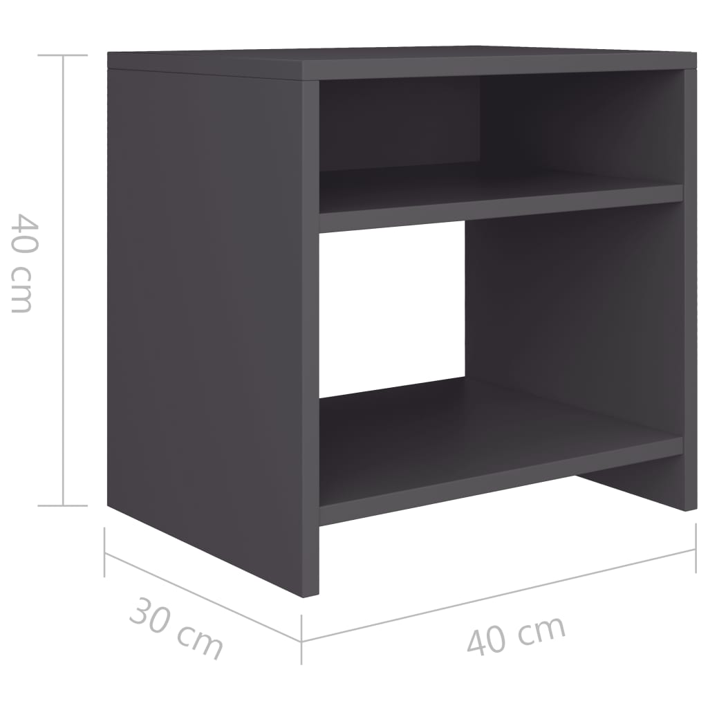 Bedside Cabinet Grey 40x30x40 cm Chipboard