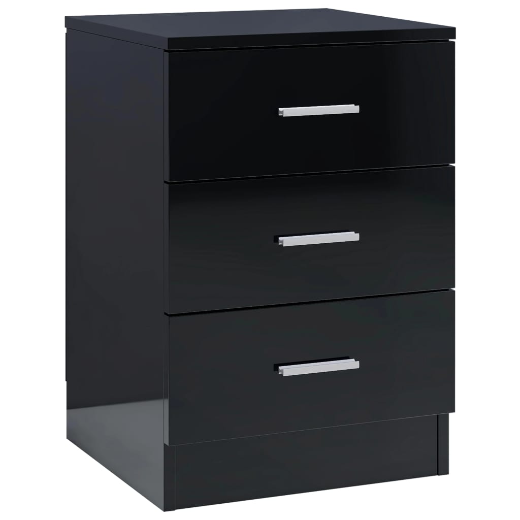 Bedside Cabinet High Gloss Black 38x35x56 cm Chipboard