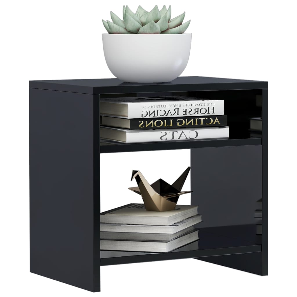 Bedside Cabinet High Gloss Black 40x30x40 cm Chipboard