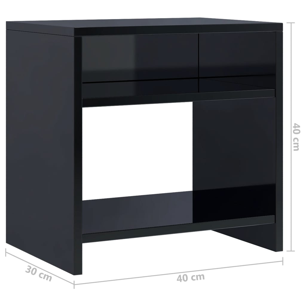 Bedside Cabinet High Gloss Black 40x30x40 cm Chipboard