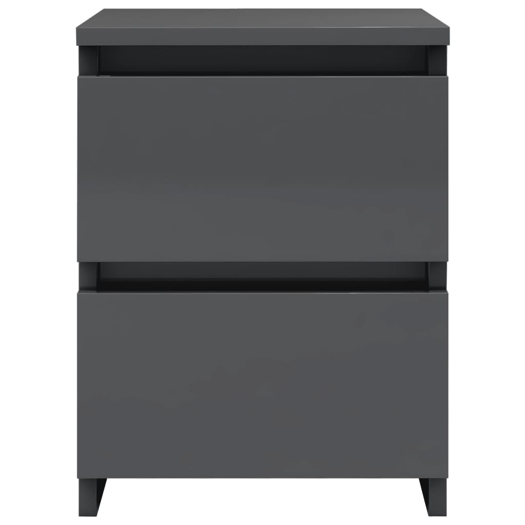 Bedside Cabinet High Gloss Grey 30x30x40 cm Chipboard