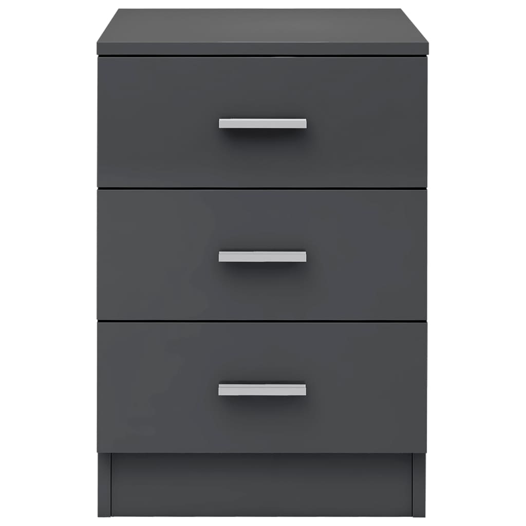 Bedside Cabinet High Gloss Grey 38x35x56 cm Chipboard