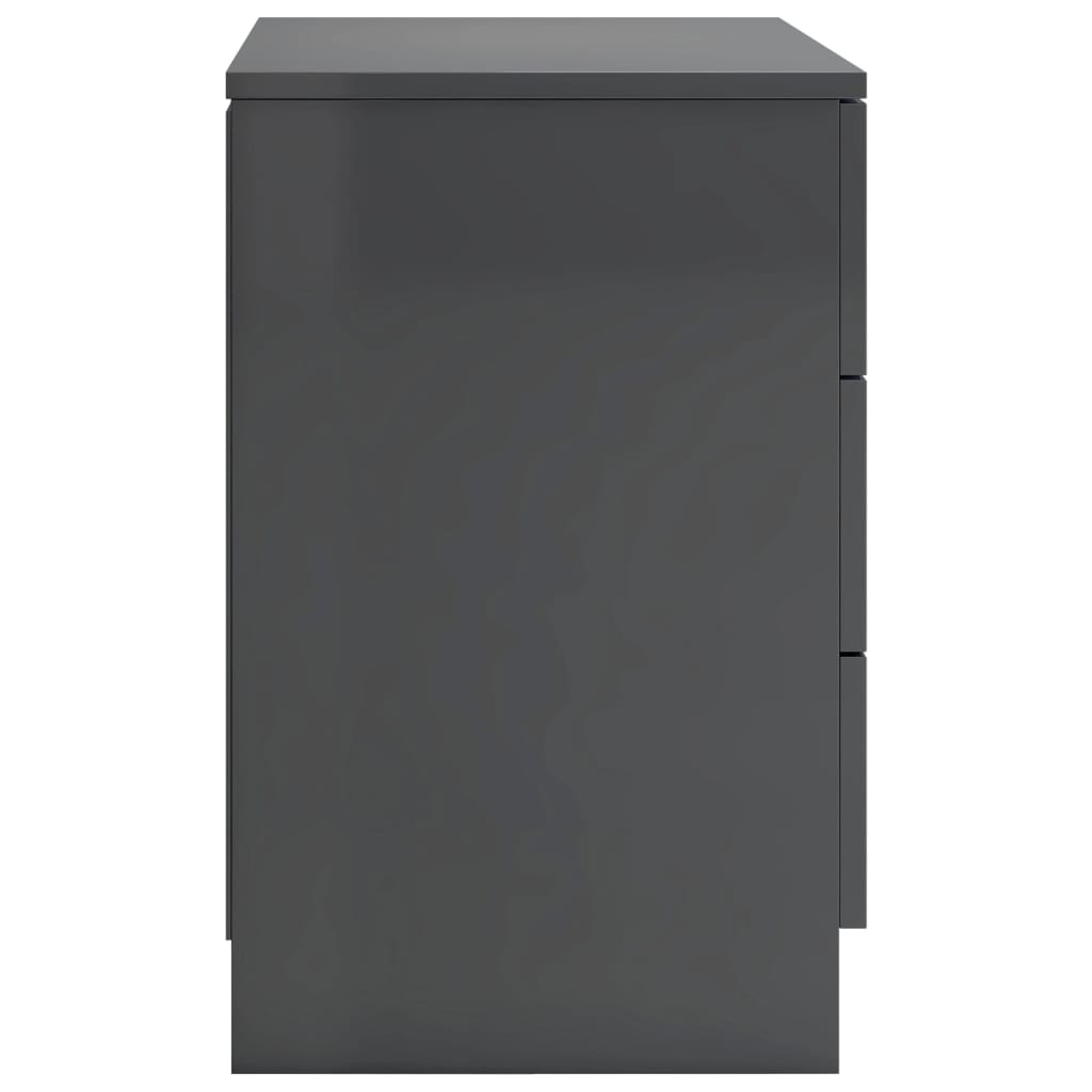 Bedside Cabinet High Gloss Grey 38x35x56 cm Chipboard