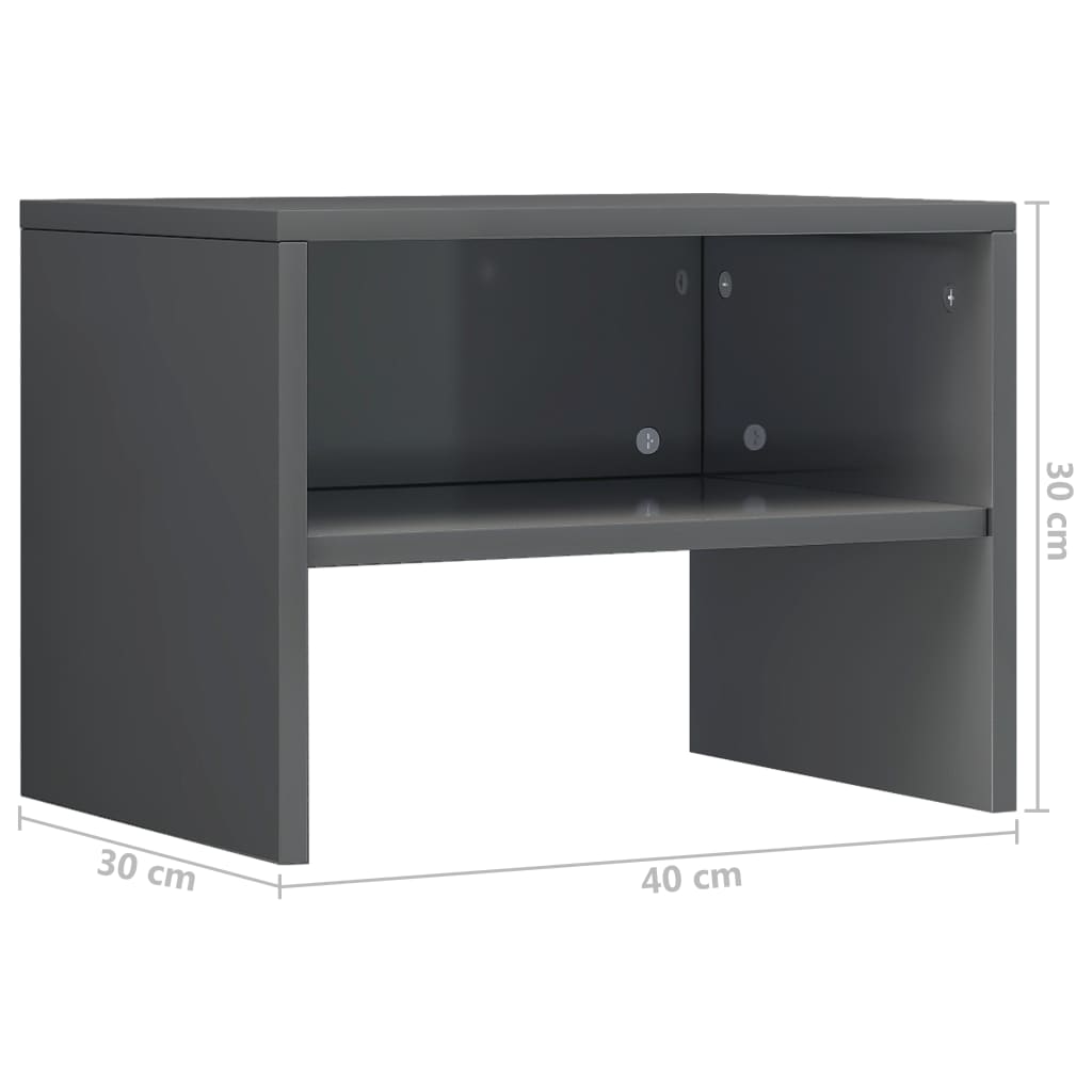 Bedside Cabinet High Gloss Grey 40x30x30 cm Chipboard