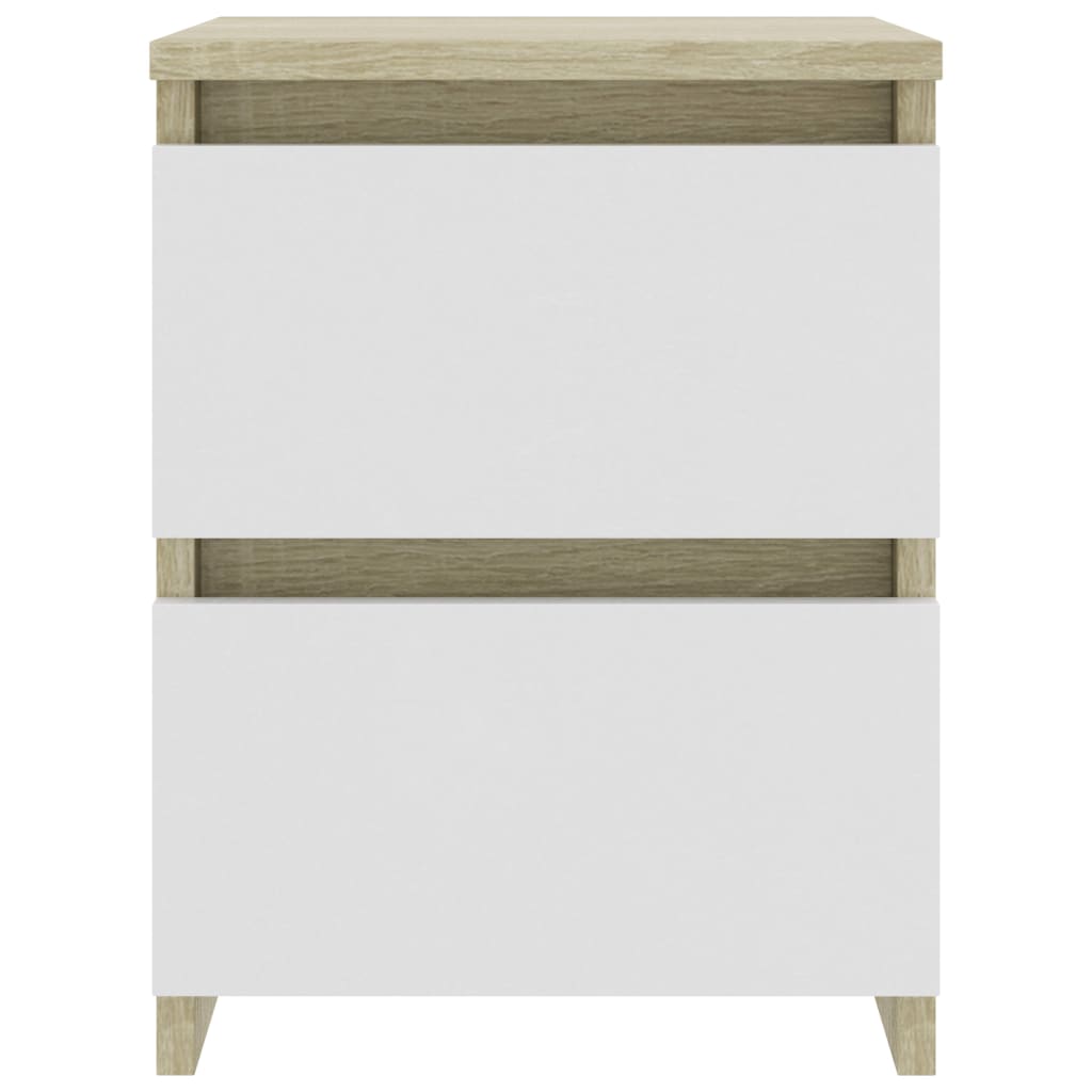 Bedside Cabinet White and Sonoma Oak 30x30x40 cm Chipboard