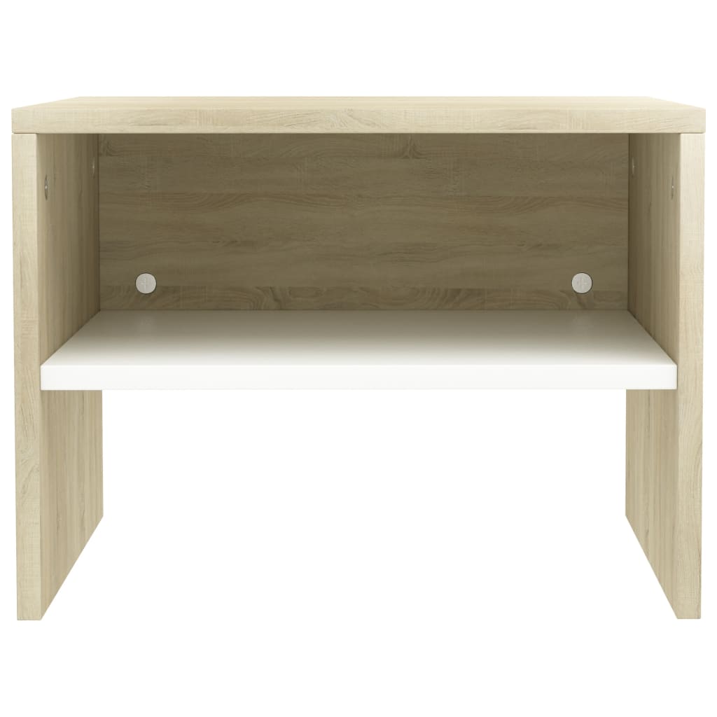 Bedside Cabinet White and Sonoma Oak 40x30x30 cm Chipboard
