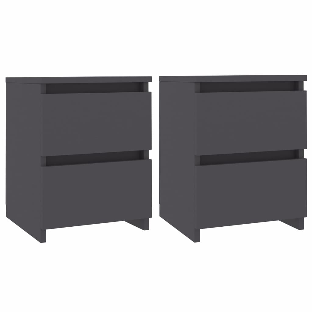 Bedside Cabinets 2 pcs Grey 30x30x40 cm Chipboard