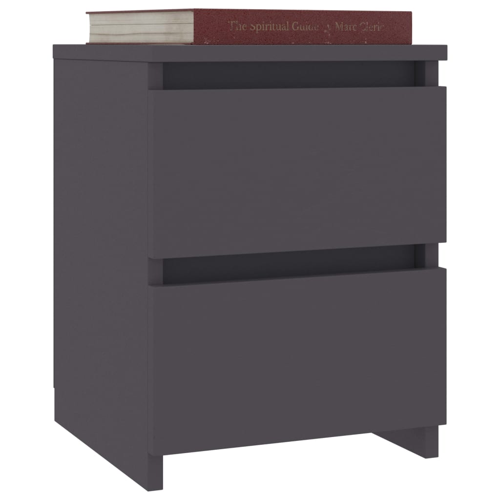 Bedside Cabinets 2 pcs Grey 30x30x40 cm Chipboard