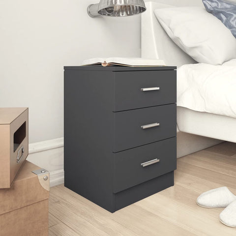 Bedside Cabinets 2 pcs Grey 38x35x56 cm Chipboard