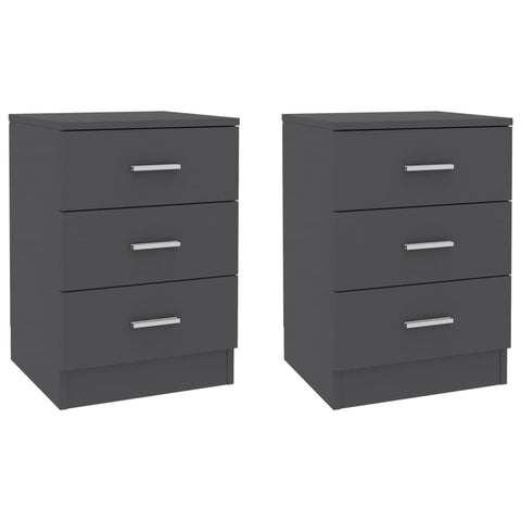 Bedside Cabinets 2 pcs Grey  Chipboard