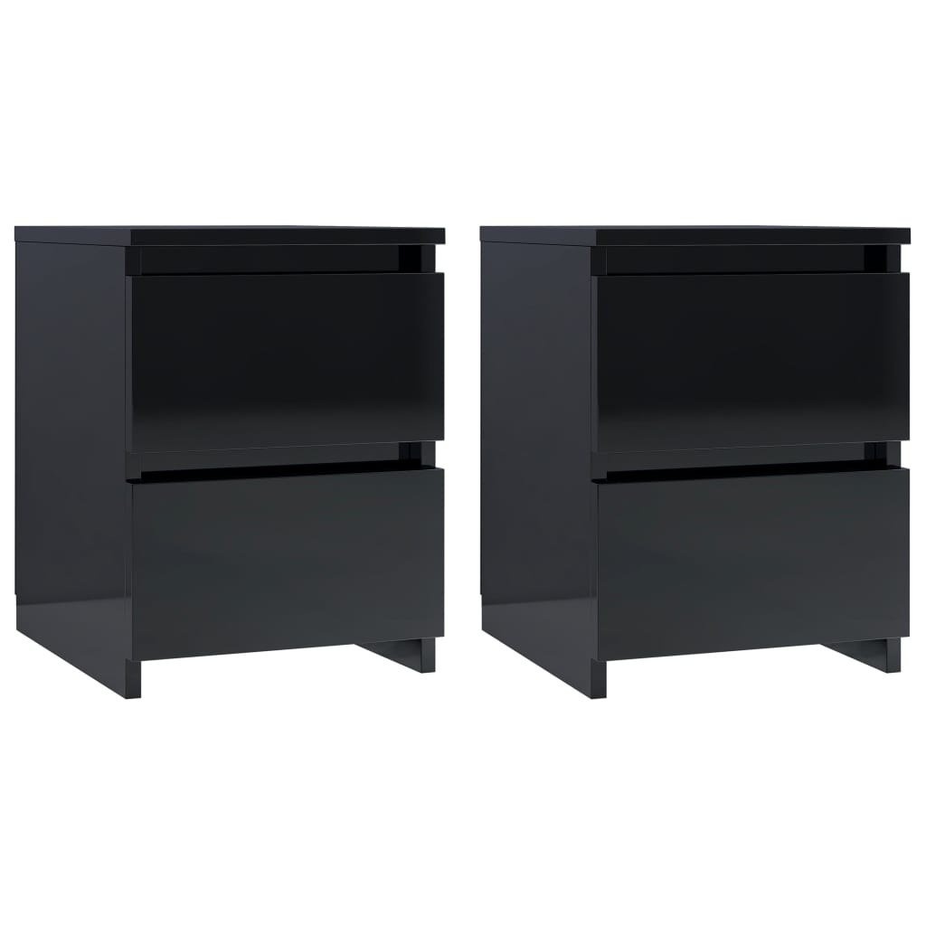 Bedside Cabinets 2 pcs High Gloss Black 30x30x40 cm Chipboard