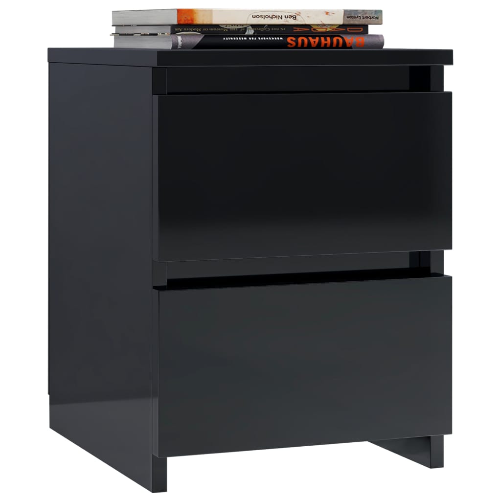 Bedside Cabinets 2 pcs High Gloss Black 30x30x40 cm Chipboard