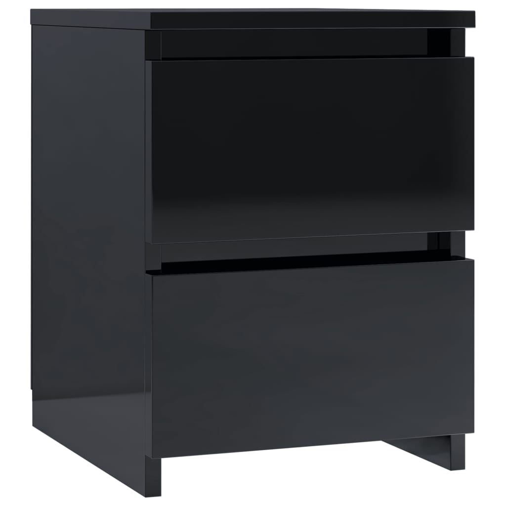 Bedside Cabinets 2 pcs High Gloss Black 30x30x40 cm Chipboard