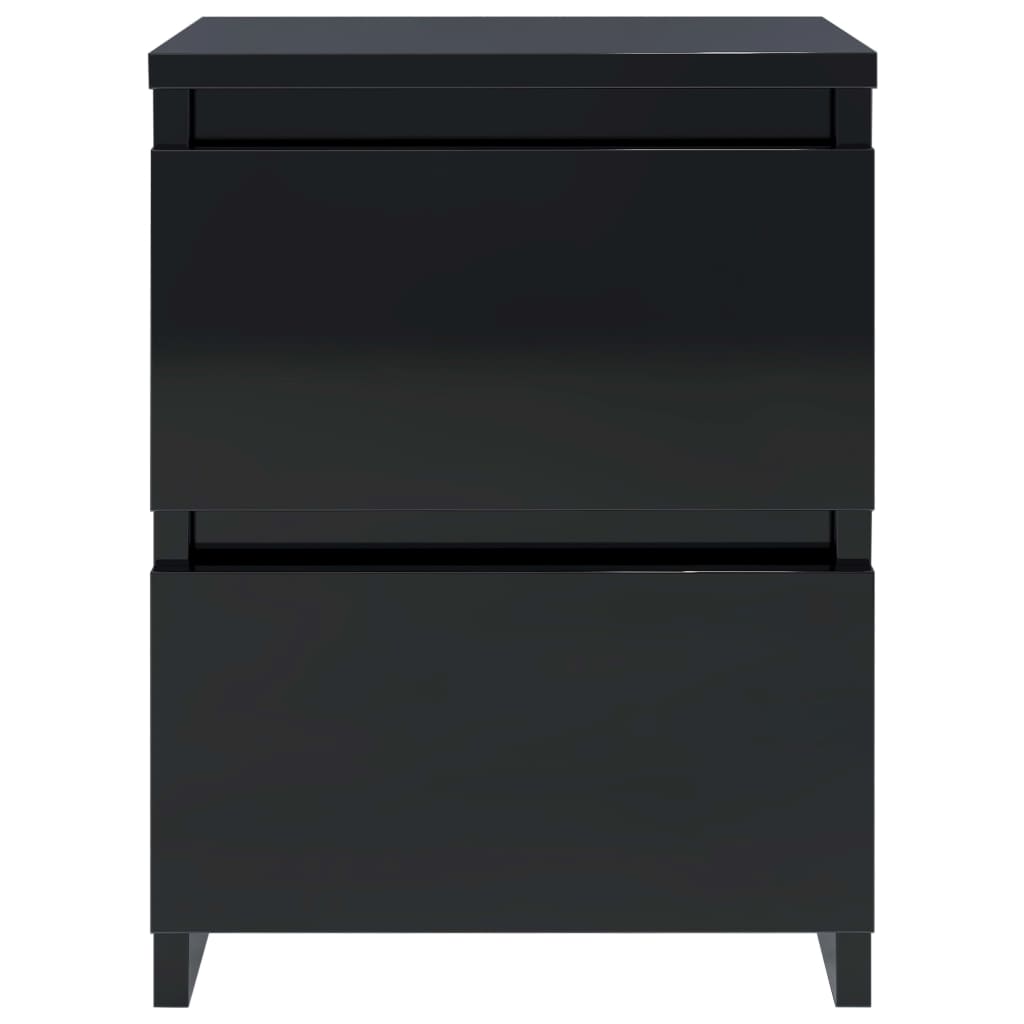 Bedside Cabinets 2 pcs High Gloss Black 30x30x40 cm Chipboard