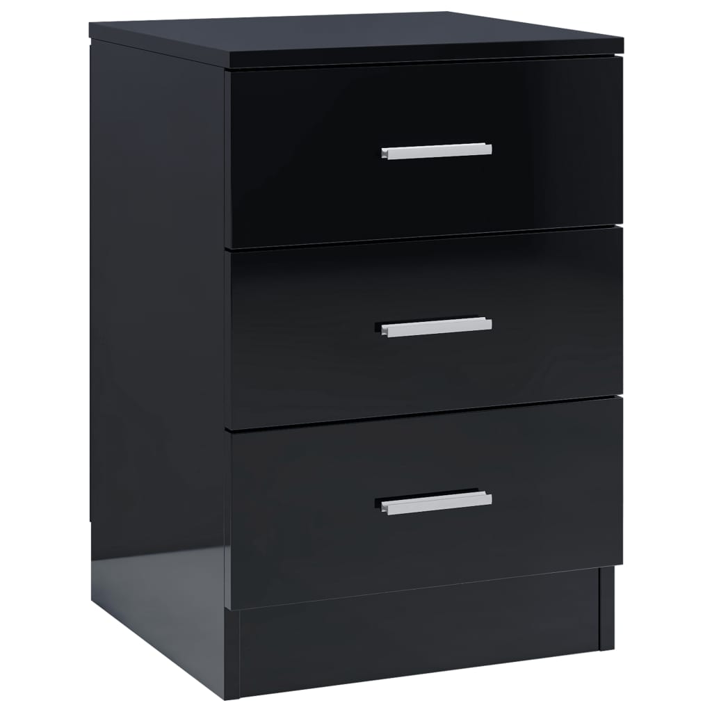 Bedside Cabinets 2 pcs High Gloss Black 38x35x56 cm Chipboard