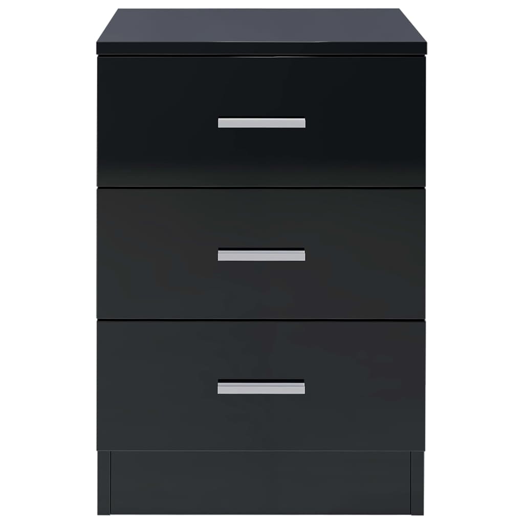 Bedside Cabinets 2 pcs High Gloss Black 38x35x56 cm Chipboard