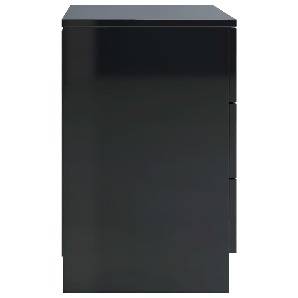 Bedside Cabinets 2 pcs High Gloss Black 38x35x56 cm Chipboard