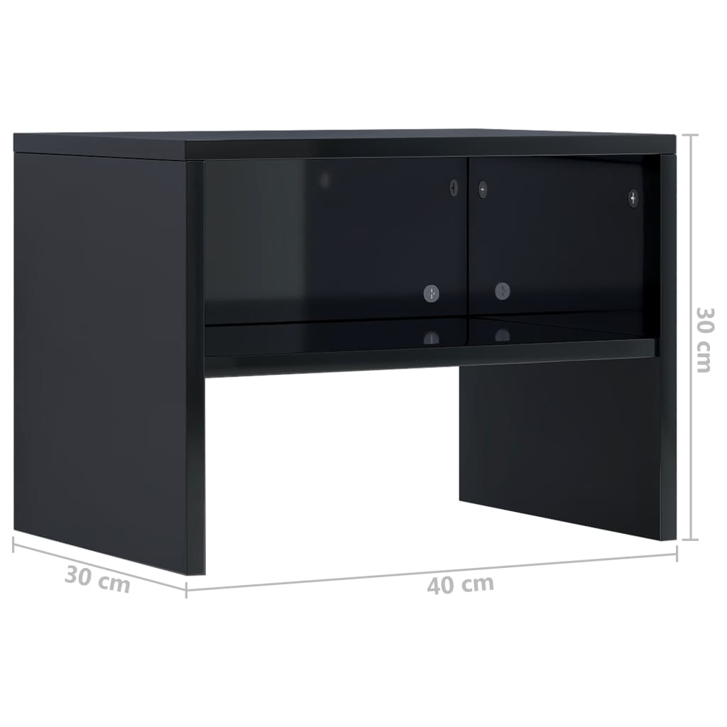 Bedside Cabinets 2 pcs High Gloss Black 40x30x30 cm Chipboard