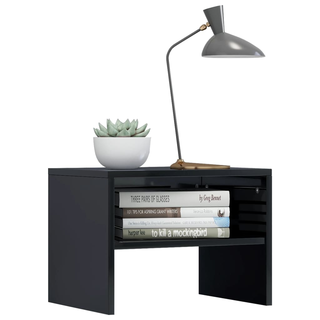Bedside Cabinets 2 pcs High Gloss Black 40x30x30 cm Chipboard