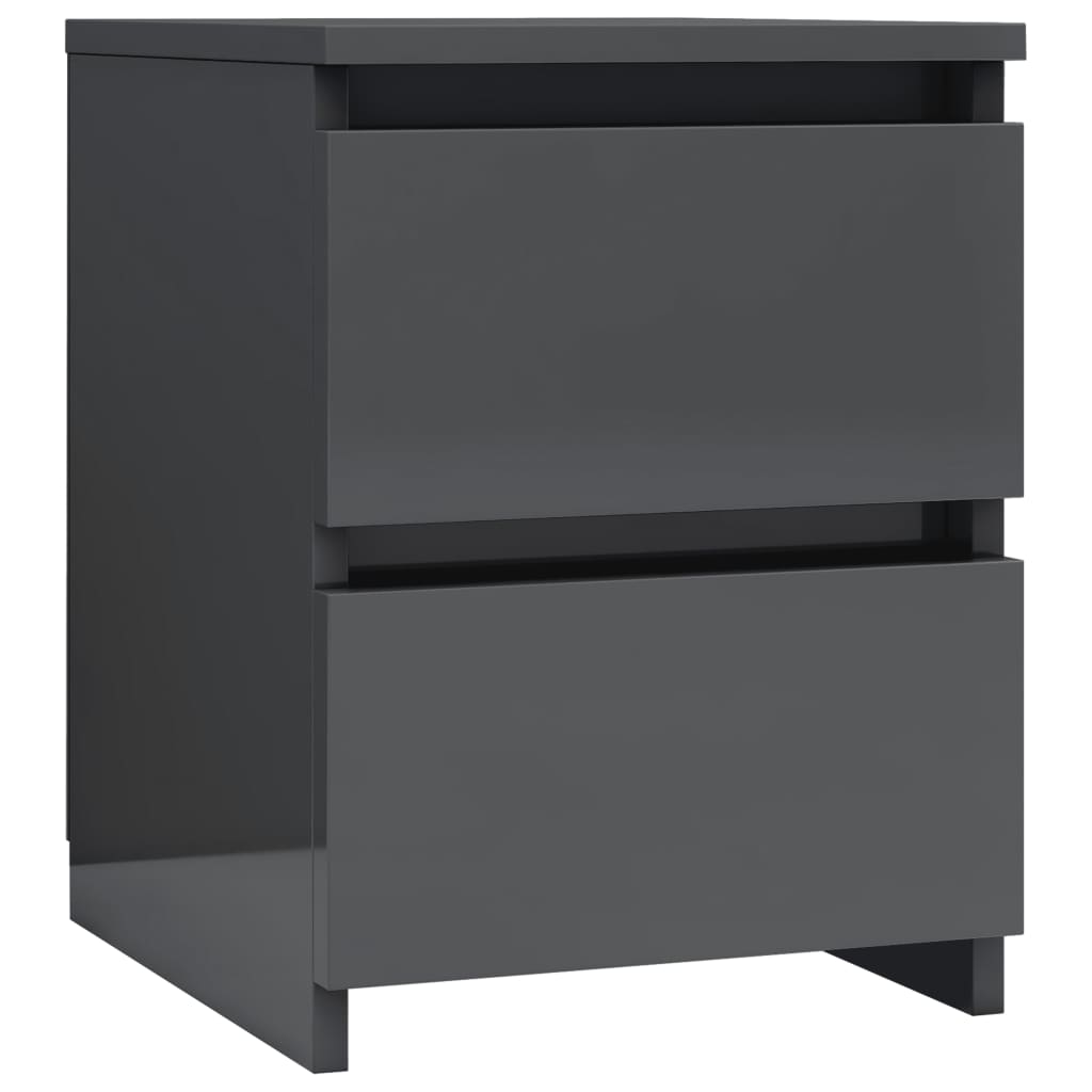 Bedside Cabinets 2 pcs High Gloss Grey 30x30x40 cm Chipboard