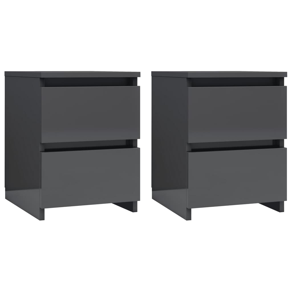 Bedside Cabinets 2 pcs High Gloss Grey 30x30x40 cm Chipboard