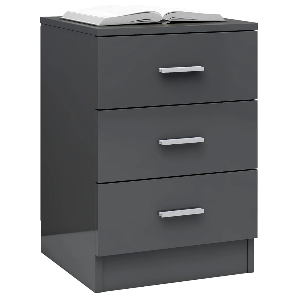 Bedside Cabinets 2 pcs High Gloss Grey 38x35x56 cm Chipboard