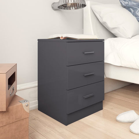 Bedside Cabinets 2 pcs High Gloss Grey 38x35x56 cm Chipboard