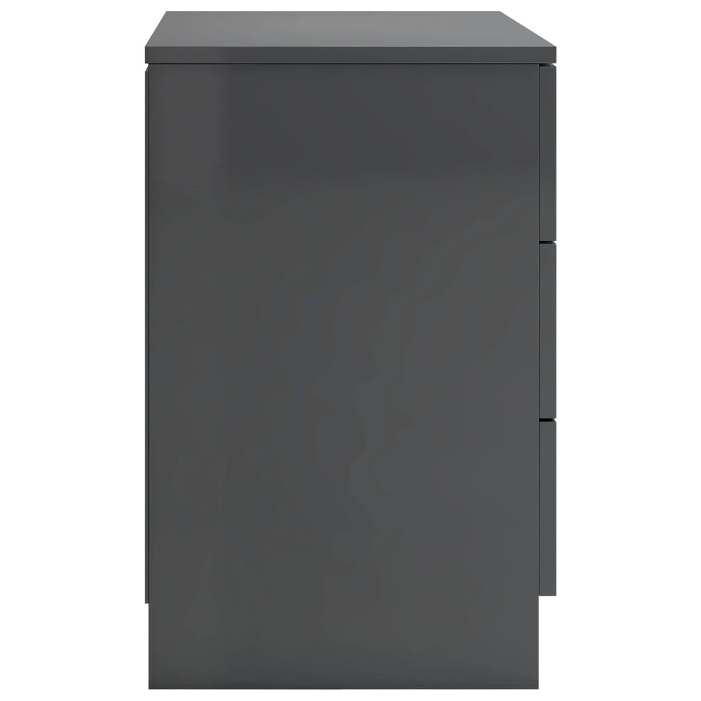Bedside Cabinets 2 pcs High Gloss Grey 38x35x56 cm Chipboard
