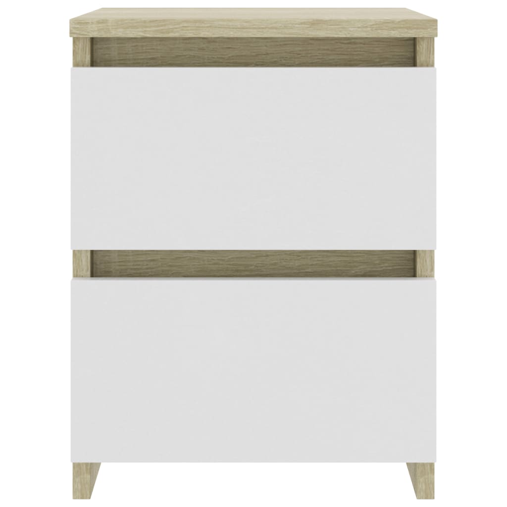 Bedside Cabinets 2 pcs White and Sonoma Oak 30x30x40 cm Chipboard