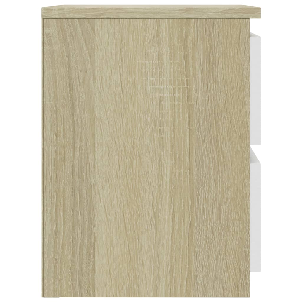 Bedside Cabinets 2 pcs White and Sonoma Oak 30x30x40 cm Chipboard