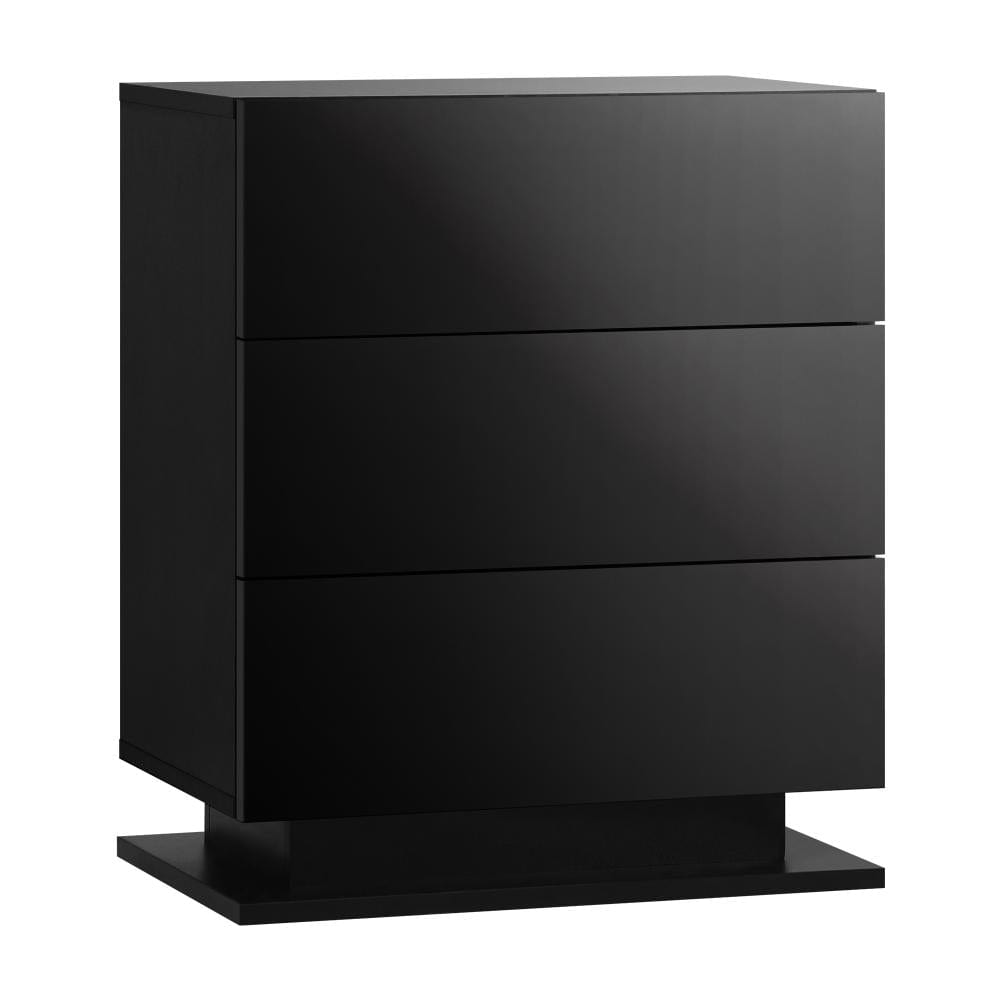 Bedside Table RGB LED Nightstand Cabinet 3 Drawers Side Table Furniture
