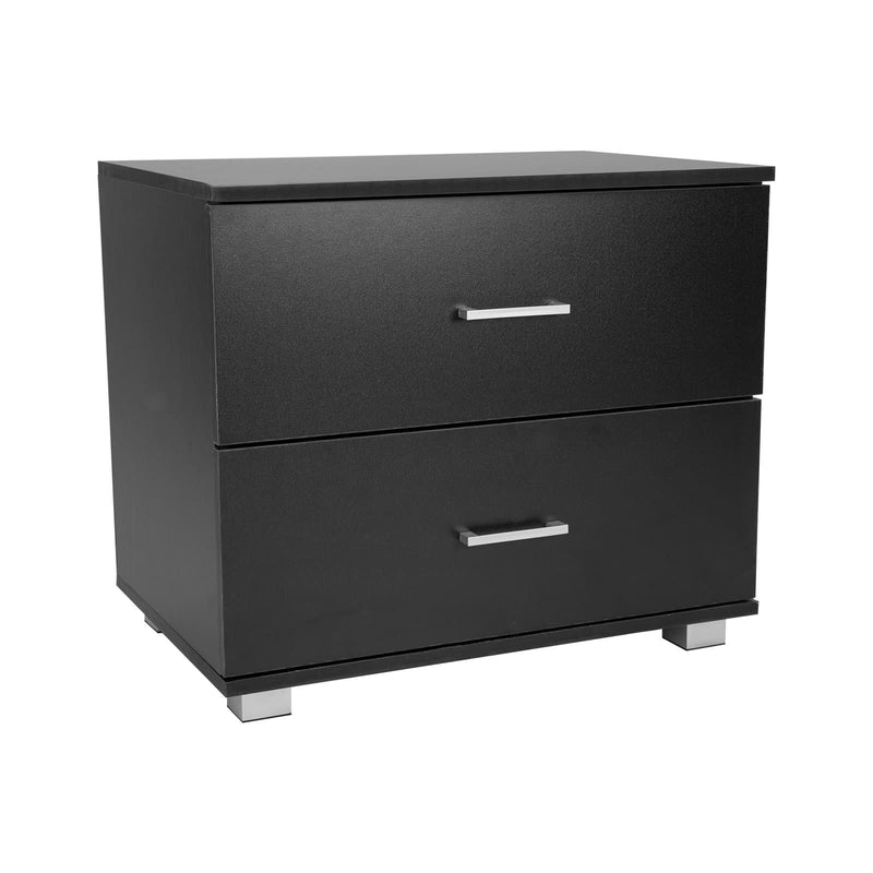 Bedside Table with Drawers MDF Wood - Black | Wood finish