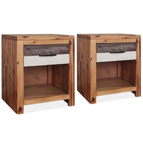 Bedside Tables 2 pcs Solid Acacia Wood 40x30x48 cm