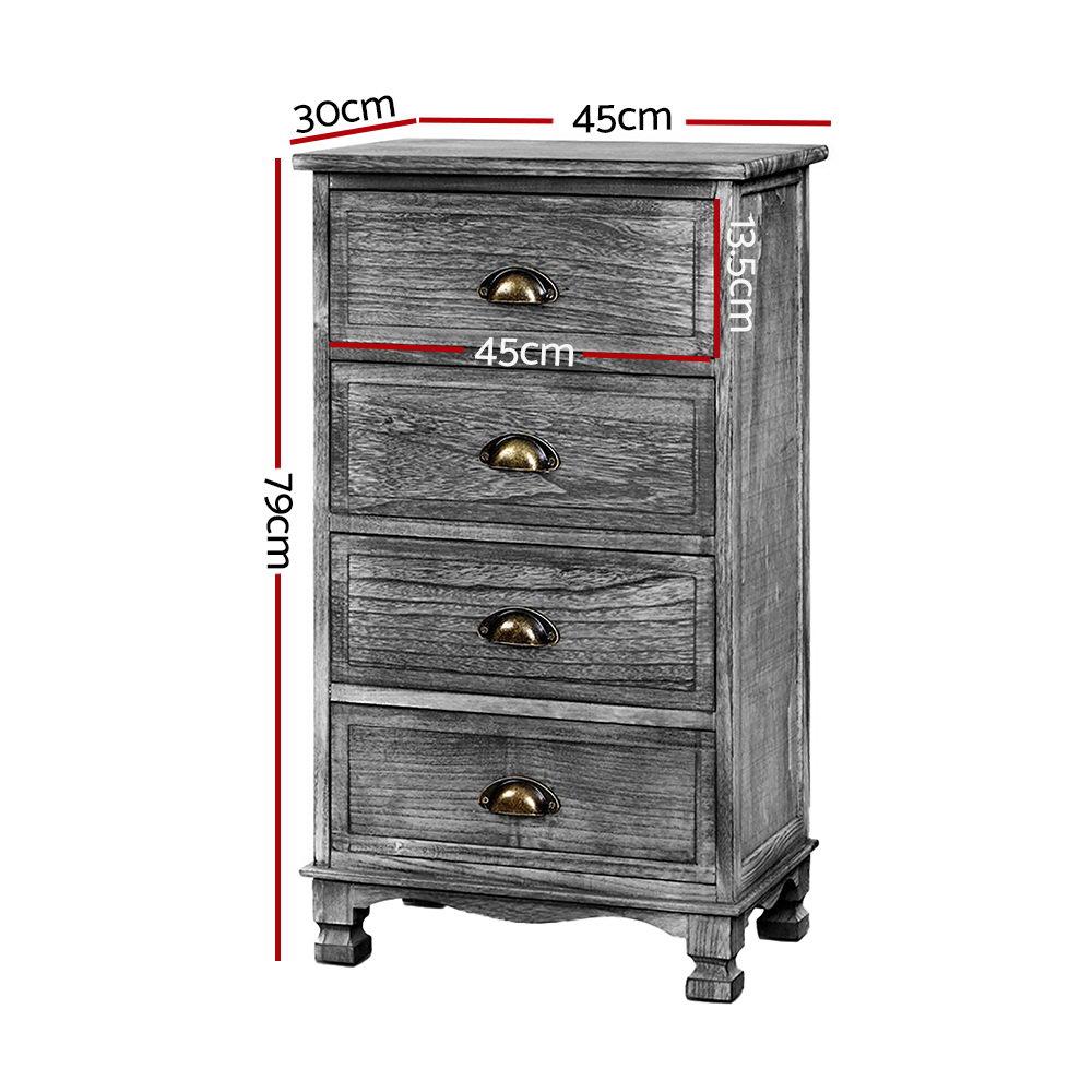 early sale simple deal Bedside Tables Drawers Cabinet Vintage 4 Chest of Drawers Grey Nightstand