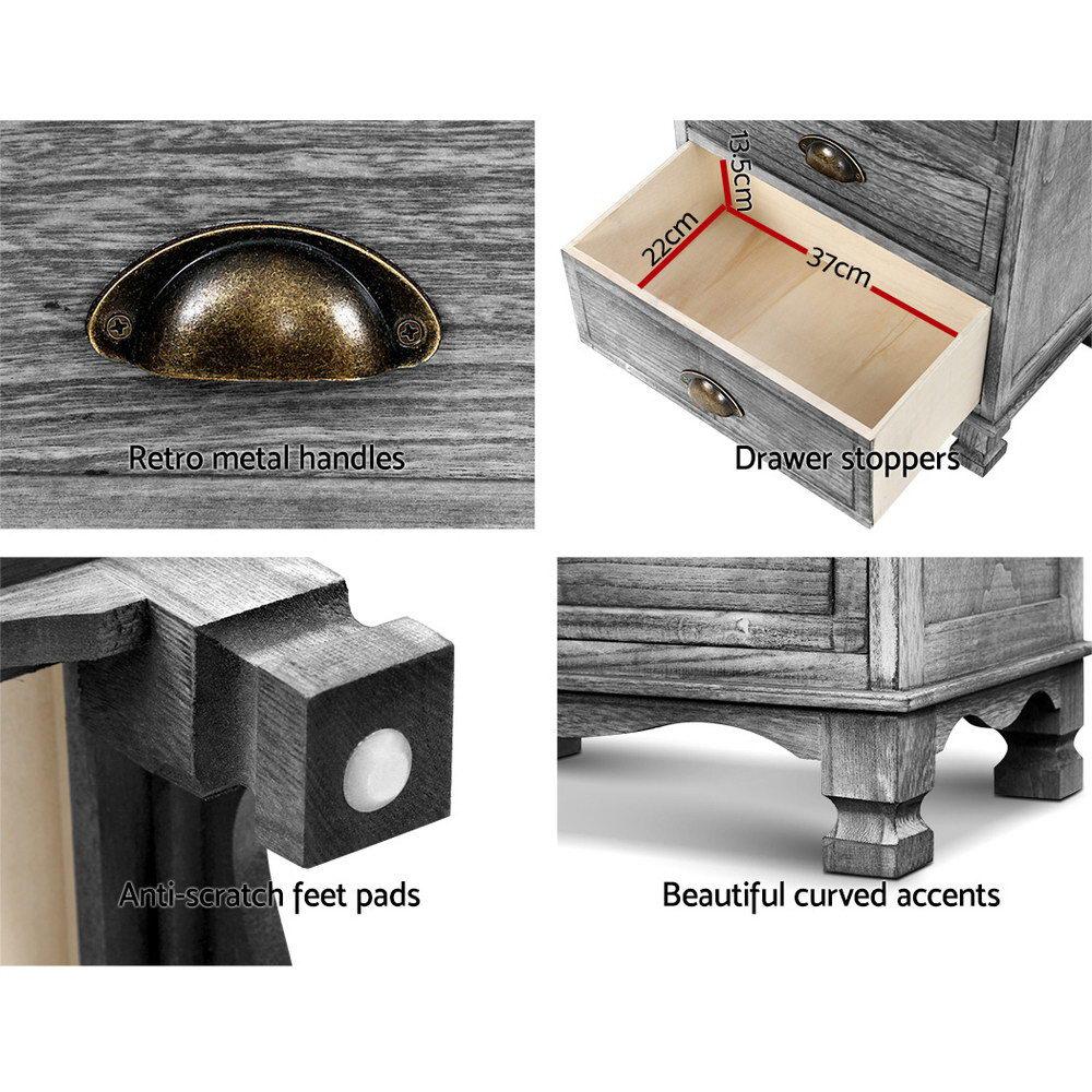 early sale simple deal Bedside Tables Drawers Cabinet Vintage 4 Chest of Drawers Grey Nightstand