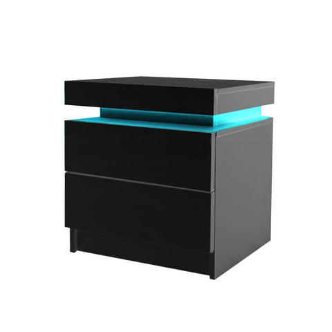 Bedside Tables Drawers Led Side Table High Gloss Nightstand Cabinet